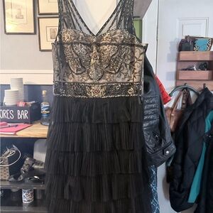 Sue Wong Elegant Black and Gold Embellished Dress